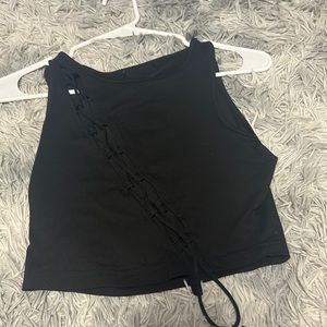 BLACK SEE THRU CROP WITH ADJUSTER